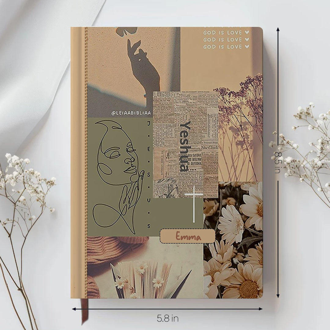 Personalized Retro "Daily Bible Verses" Leather Notebook