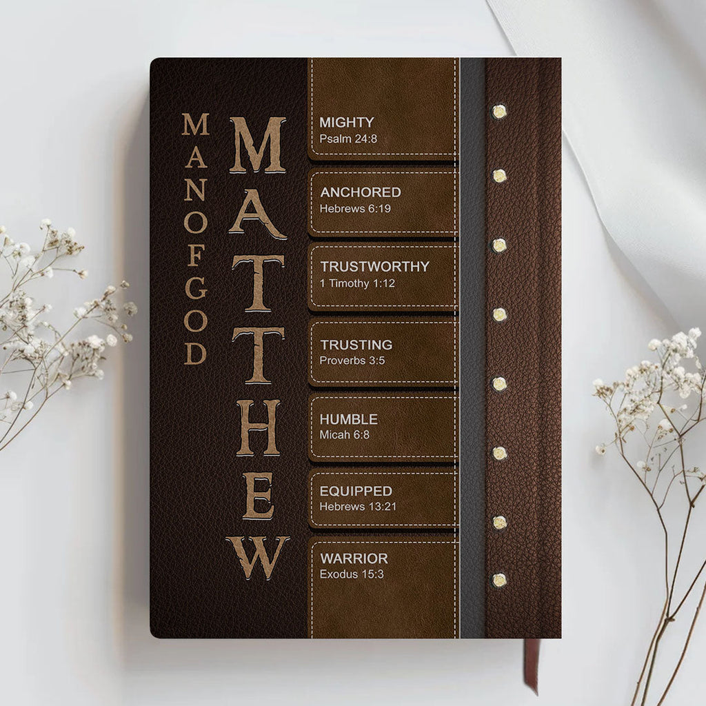 Personalized "A Child of God, Man of Faith" Leather Journal