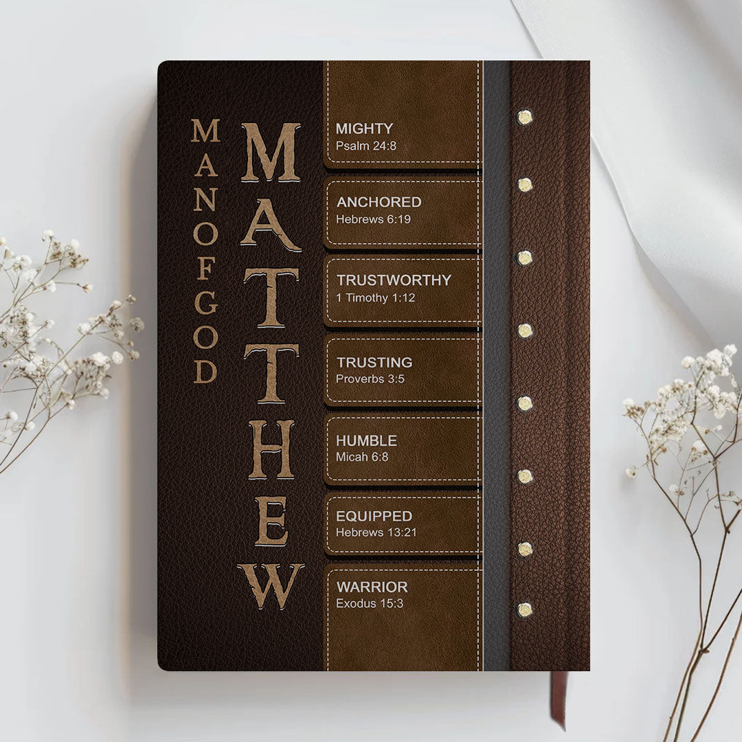 Personalized "A Child of God, Man of Faith" Leather Journal