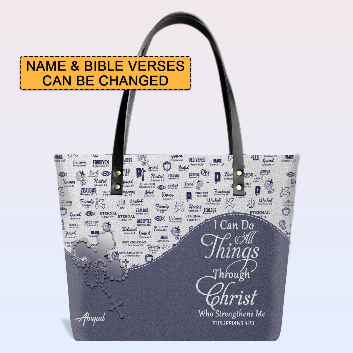 Personalized Christian Bible Verse Tote Bag