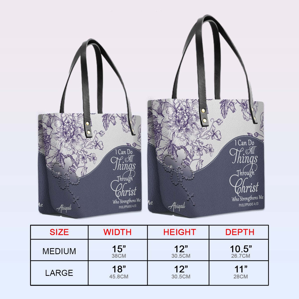 Personalized Christian Bible Verse Tote Bag