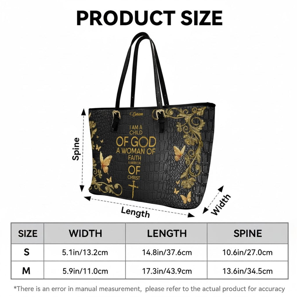Personalized Bible Verse Leather Tote Bag