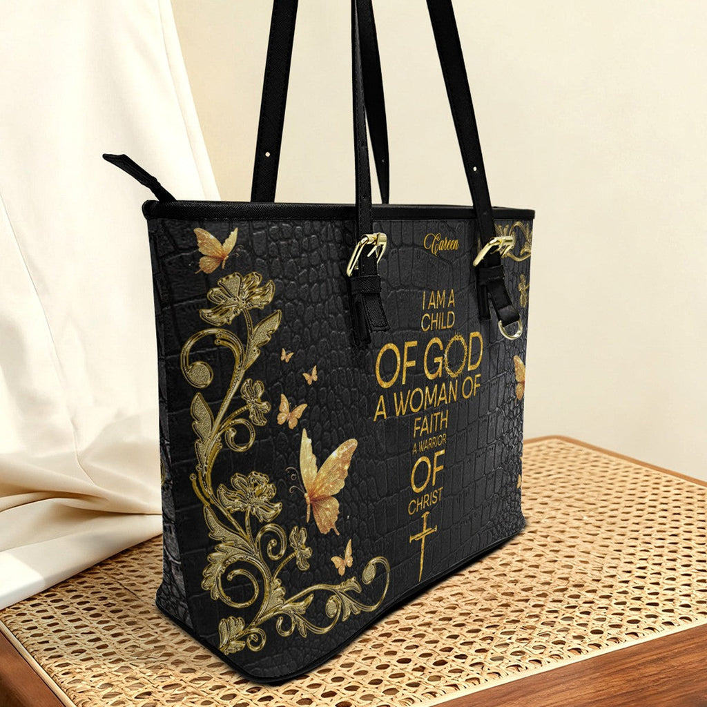 Personalized Bible Verse Leather Tote Bag