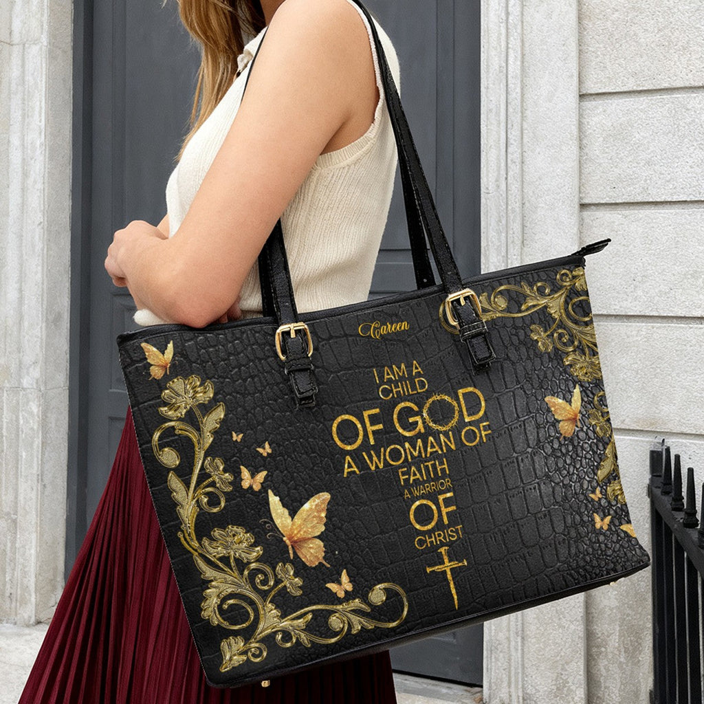Personalized Bible Verse Leather Tote Bag