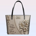 Personalized Christian Scripture Leather Tote Bag
