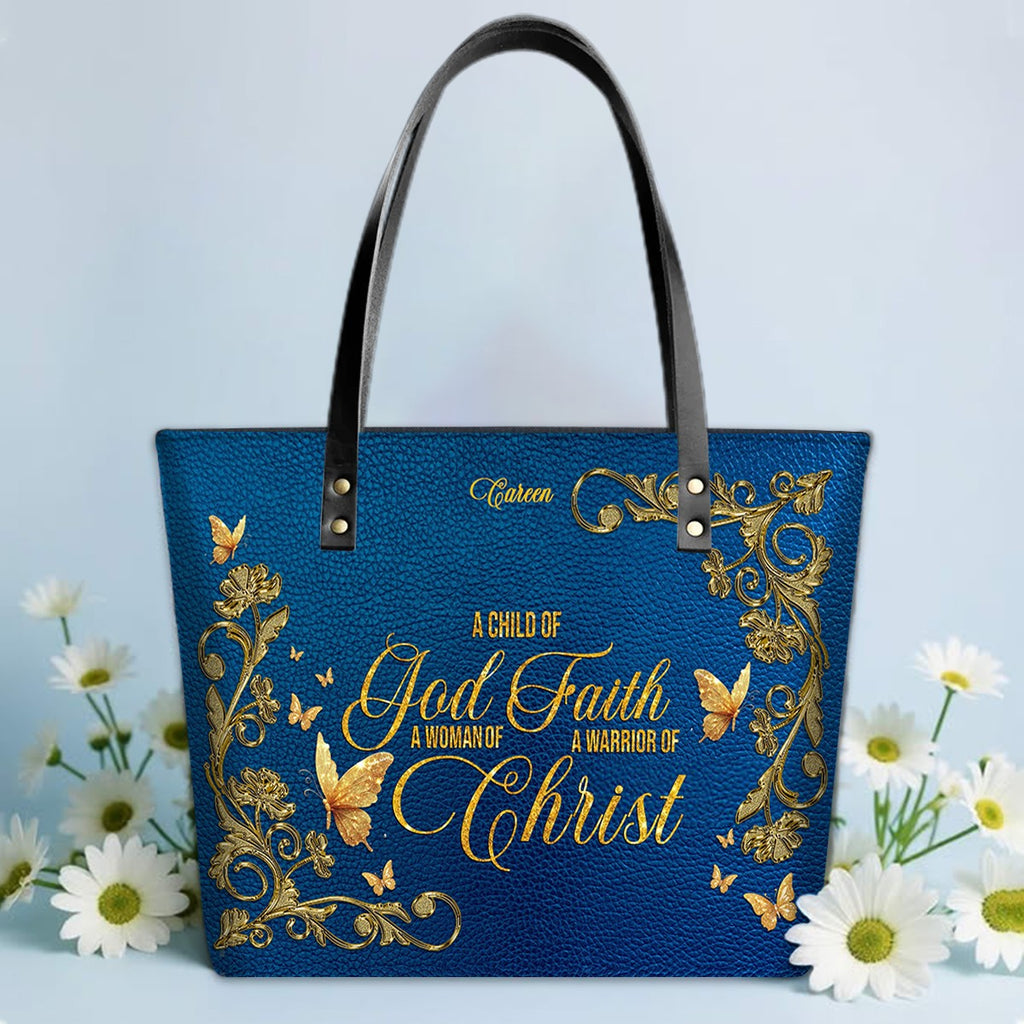 Personalized Bible Verse Leather Tote Bag