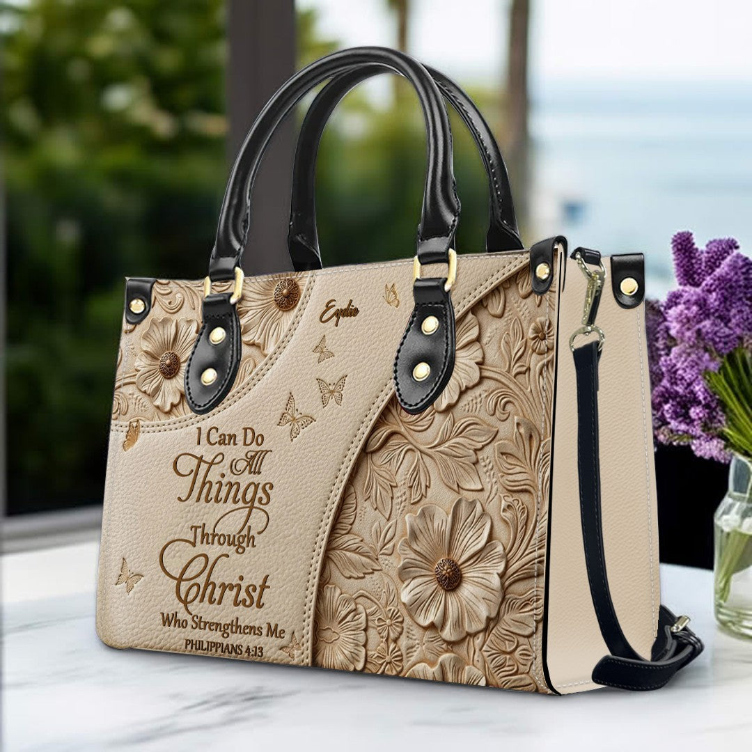 Personalized Bible Verse Leather Handbag Set
