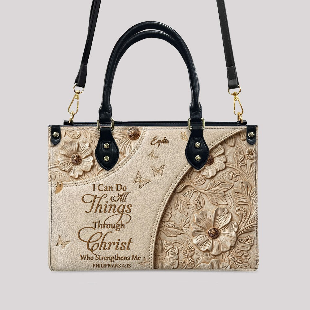 Personalized Bible Verse Leather Handbag Set