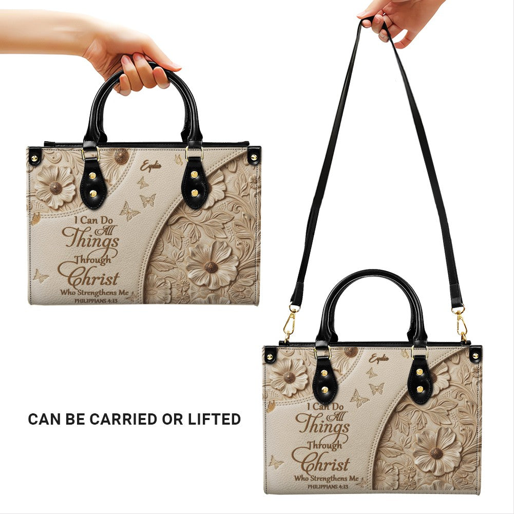 Personalized Bible Verse Leather Handbag Set