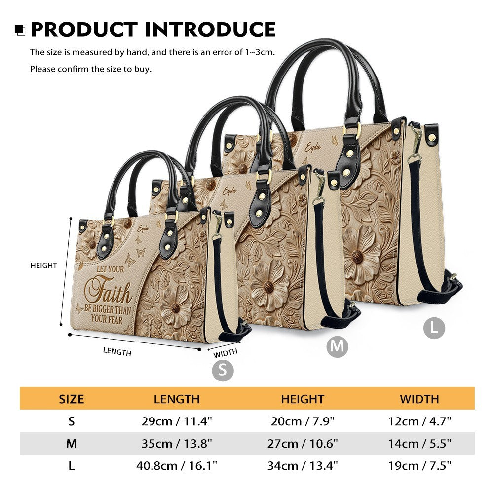 Personalized Faith Bigger Than Fear Leather Tote