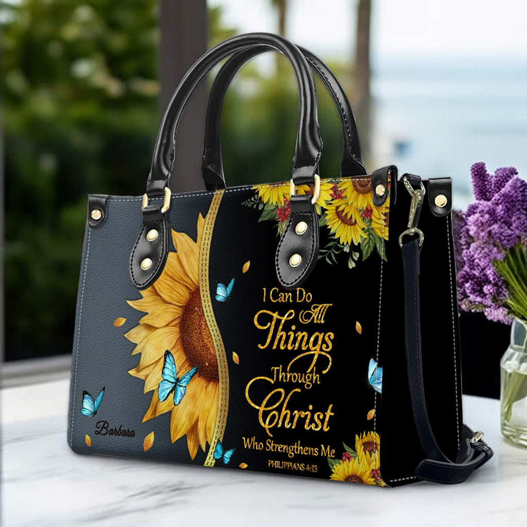 Personalized Philippians 4:13 Sunflower Tote Bag