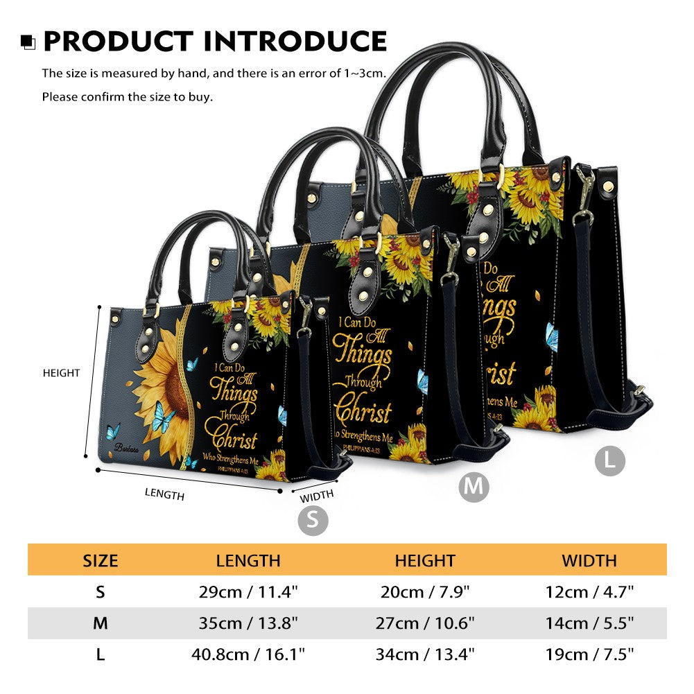Personalized Philippians 4:13 Sunflower Tote Bag