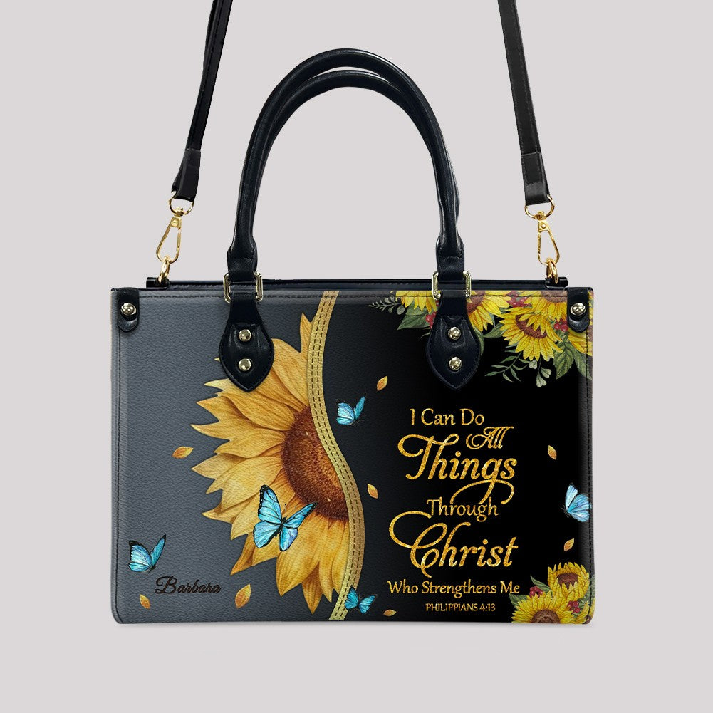 Personalized Philippians 4:13 Sunflower Tote Bag