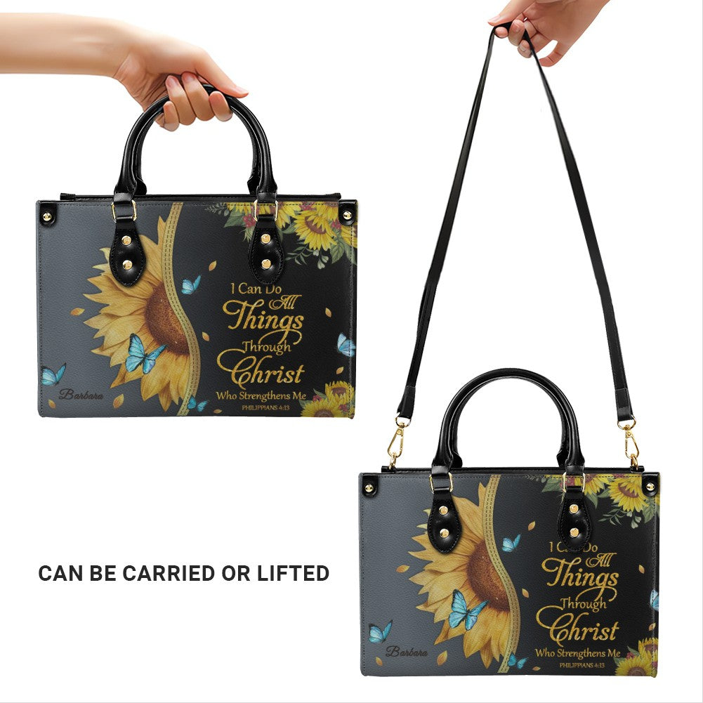 Personalized Philippians 4:13 Sunflower Tote Bag