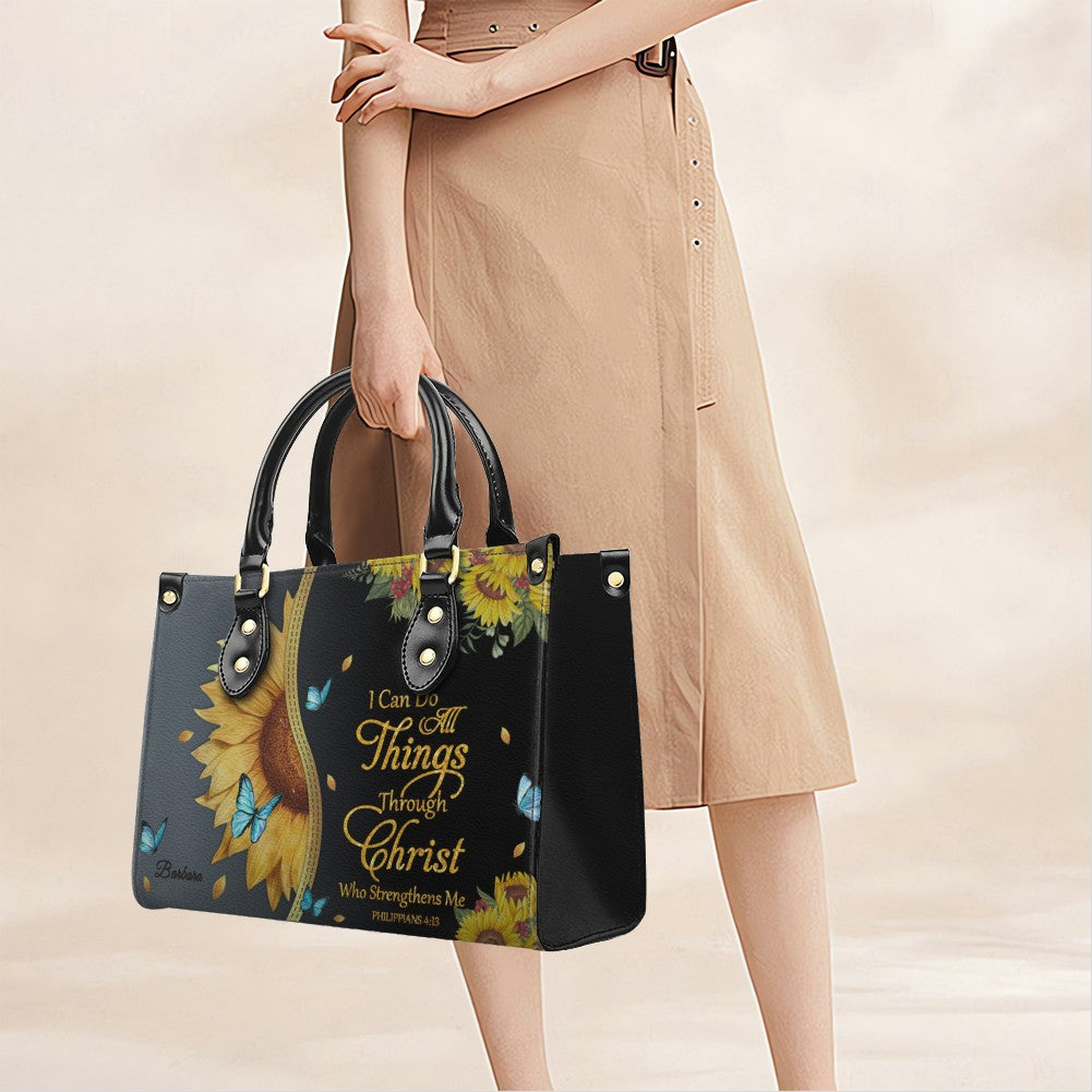 Personalized Philippians 4:13 Sunflower Tote Bag