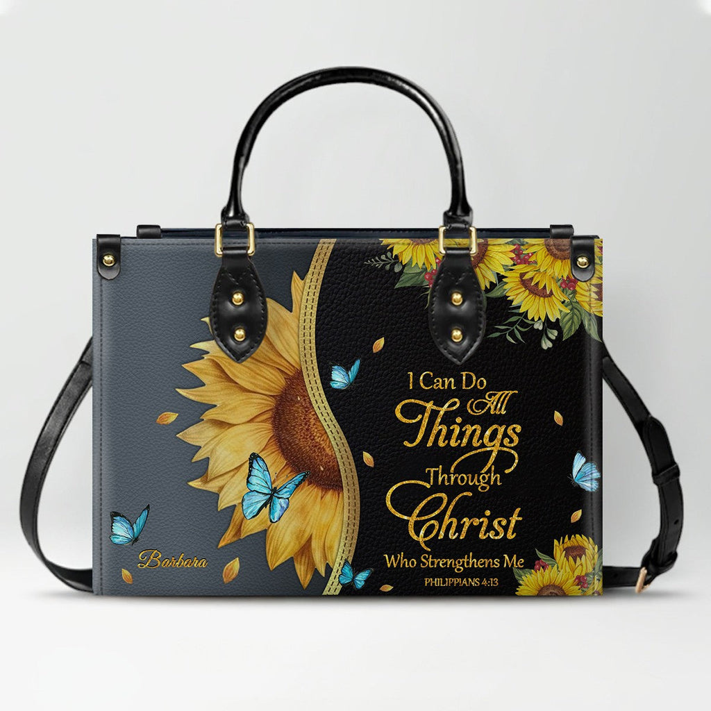 Personalized Philippians 4:13 Sunflower Tote Bag