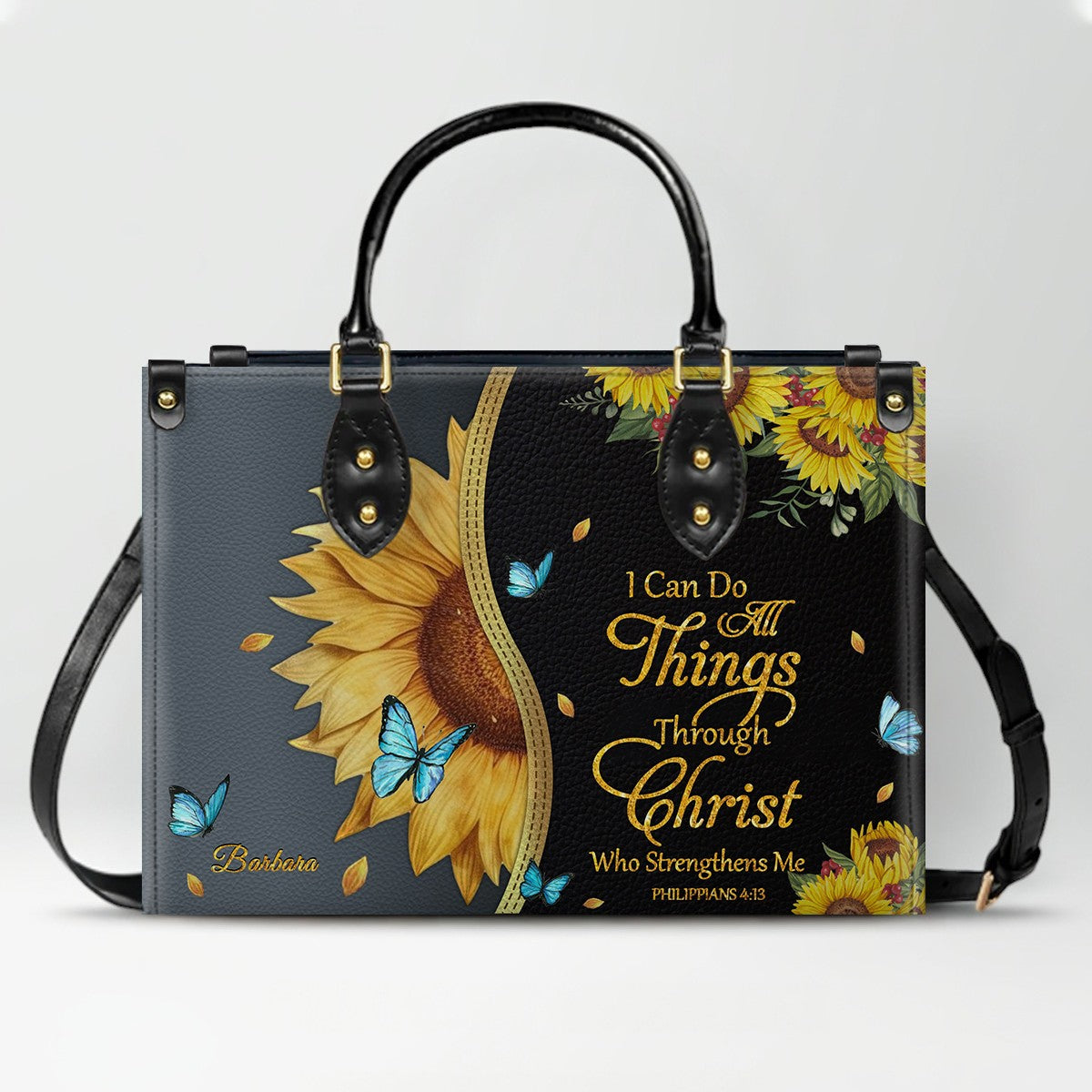 Personalized Philippians 4:13 Sunflower Tote Bag