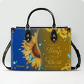 Personalized Sunflower Christian Leather Tote