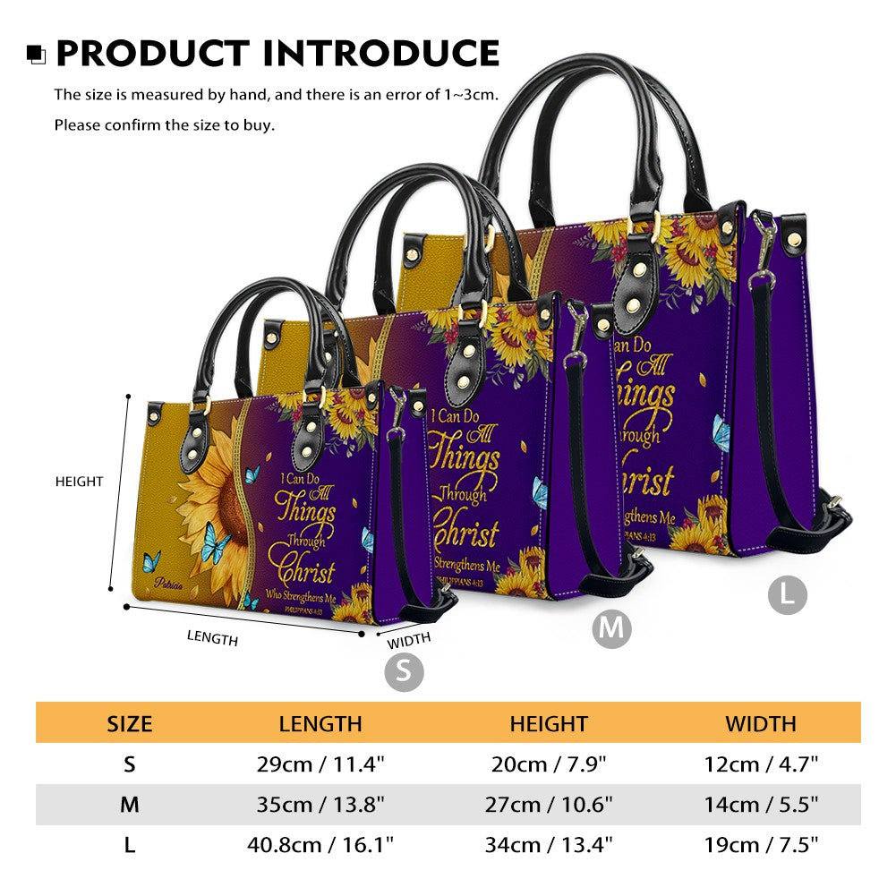 Personalized Sunflower Bible Verse Leather Tote