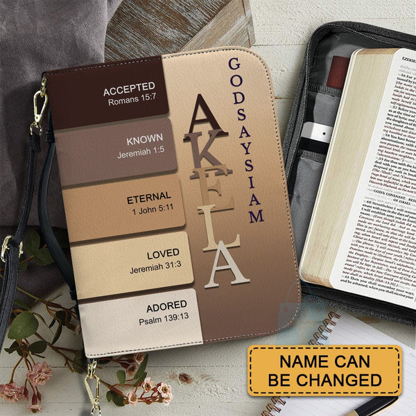 Personalized Name Meaning Bible Cover, Gold Brown