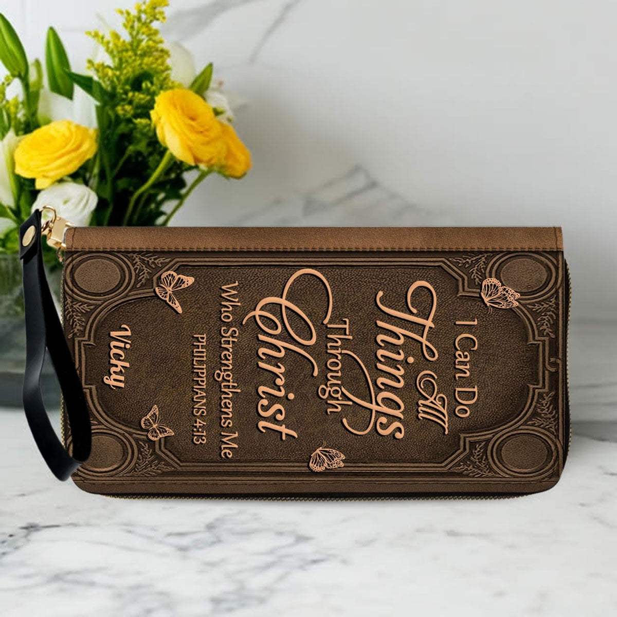 "I Can Do All Things" Personalized Leather Bag Set