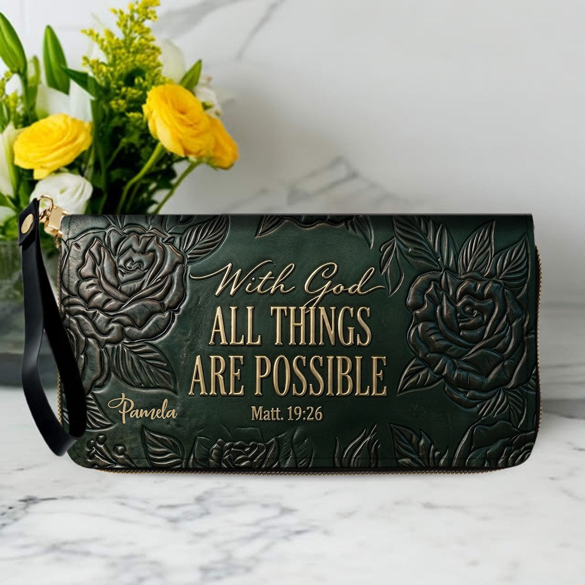 Personalized Bible Verse Leather Handbag