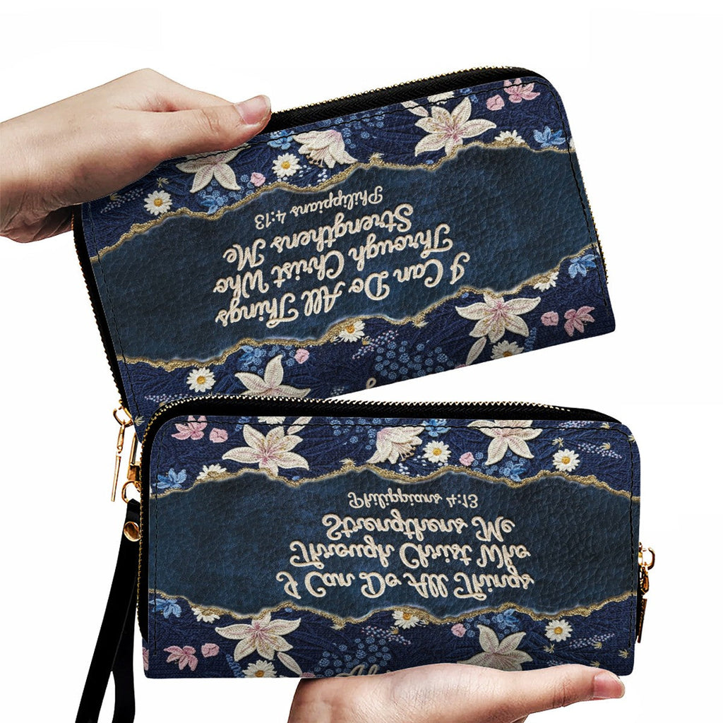Personalized Floral Christian Leather Tote Bag