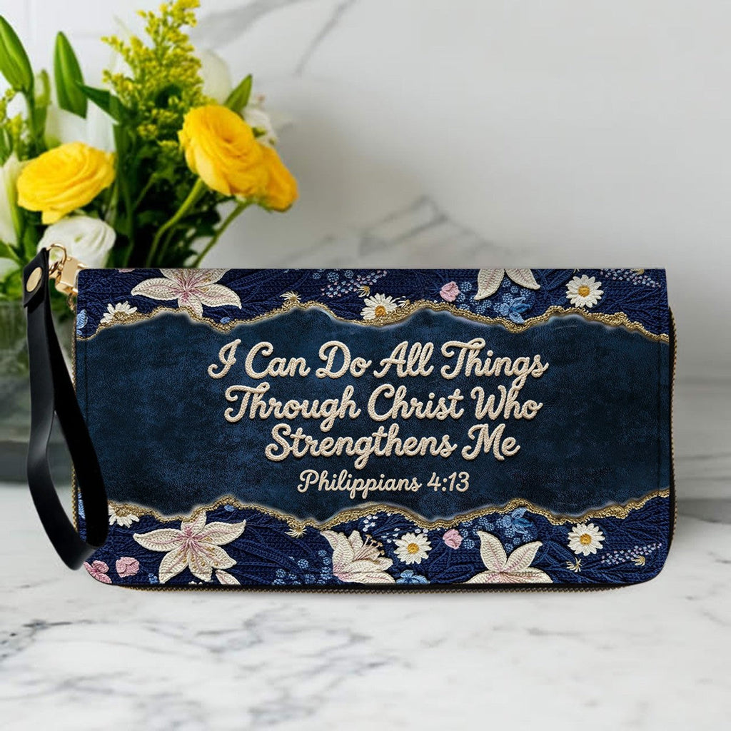 Personalized Floral Christian Leather Tote Bag