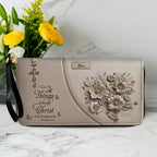 Personalized Christian Floral Leather Handbag