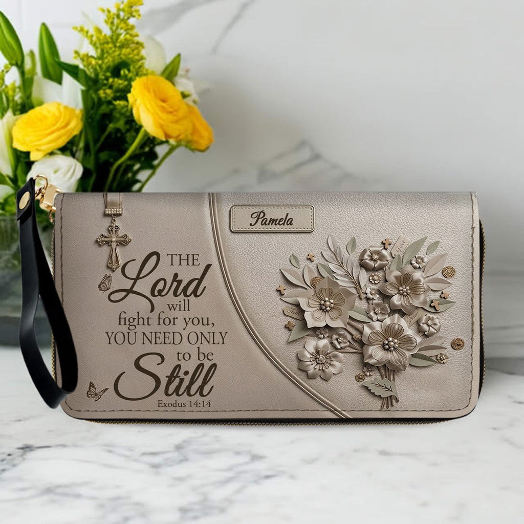 Personalized Exodus 14:14 Christian Leather Tote