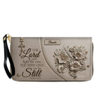 Personalized Exodus 14:14 Christian Leather Tote