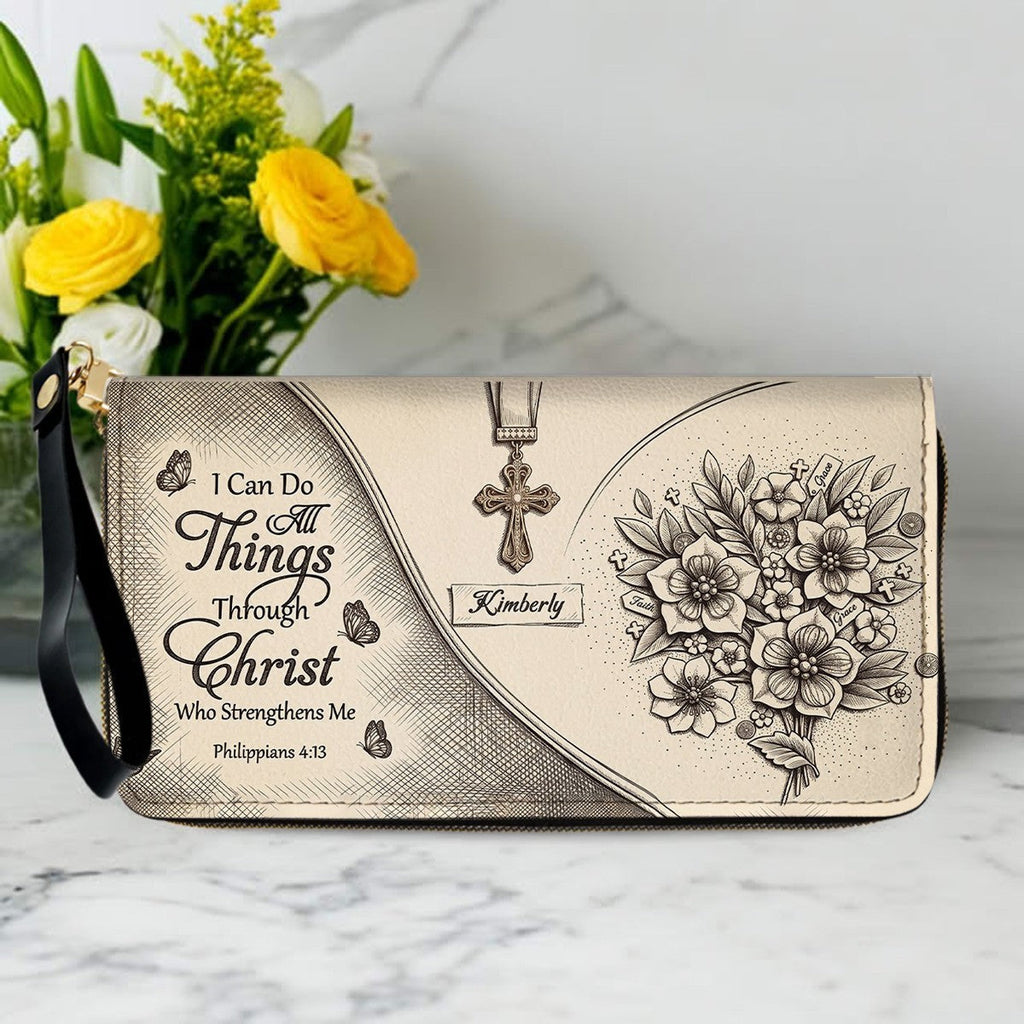 Custom Burgundy Faith Floral Leather Handbag