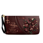 Personalized Christian Floral Leather Handbag