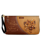 Personalized Christian Floral Leather Handbag