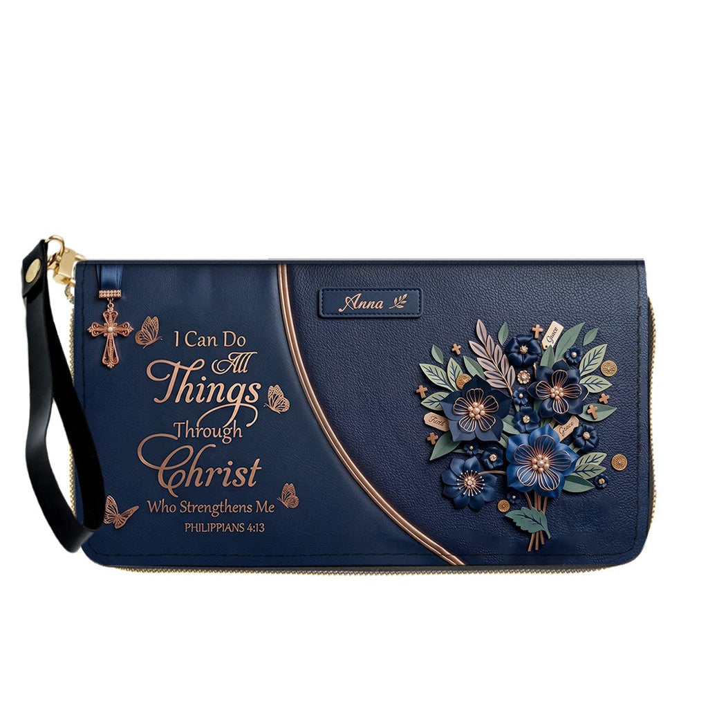 Personalized Christian Floral Leather Handbag