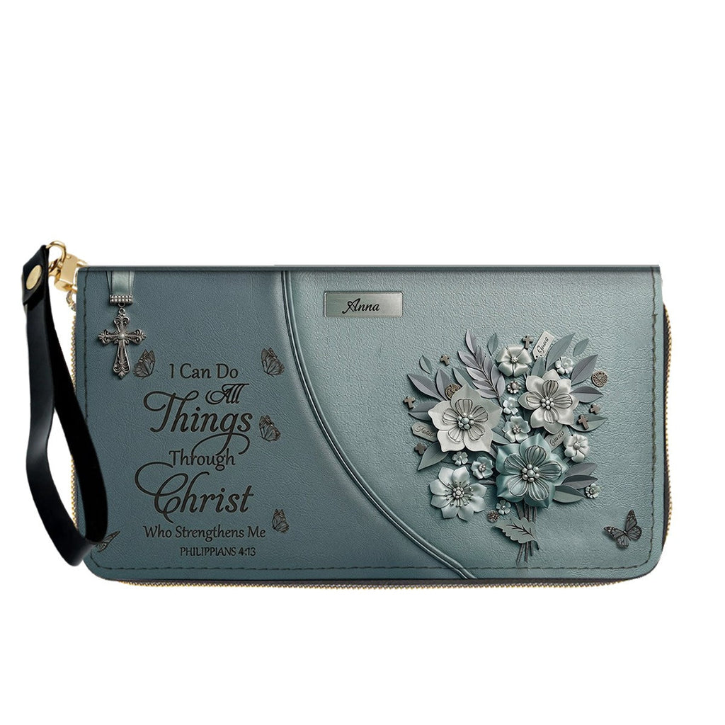 Personalized Christian Floral Leather Handbag