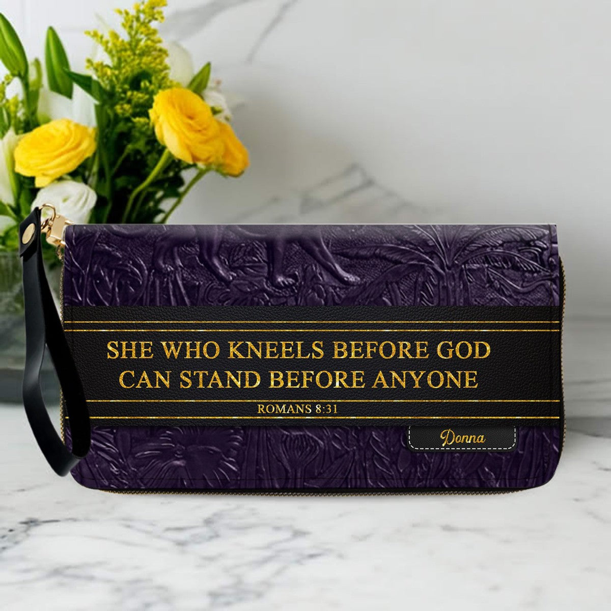 Personalized Christian Faith Leather Tote Bag