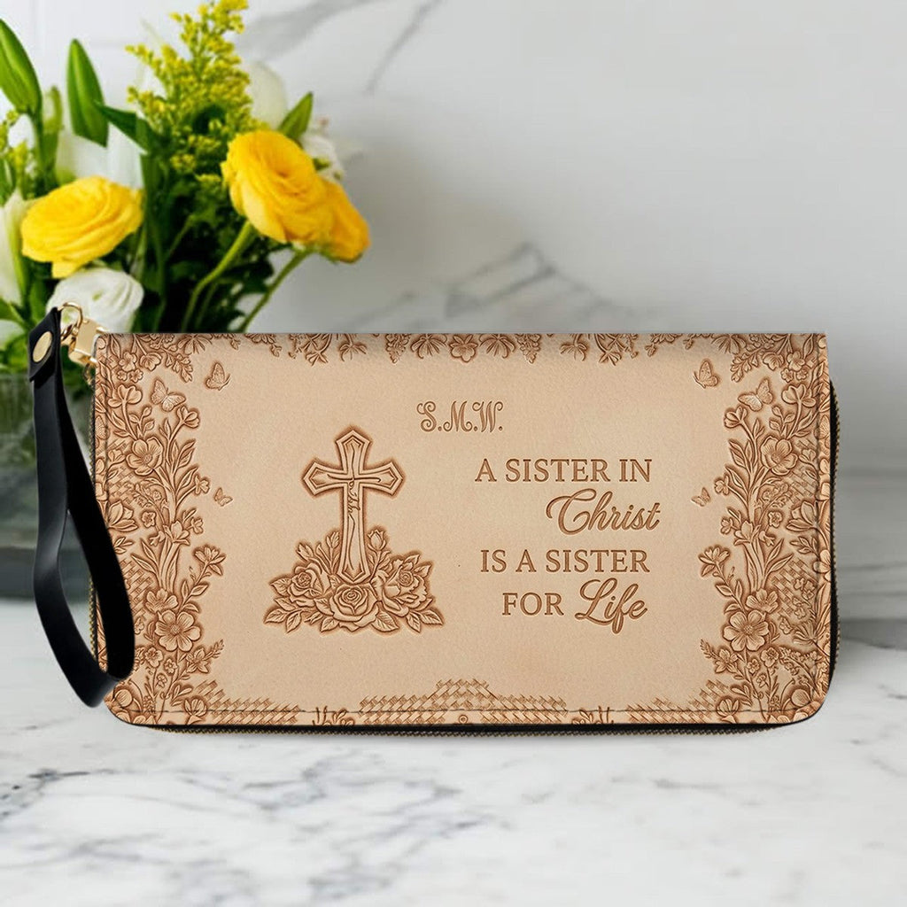 Personalized Sister in Christ Leather Handbag