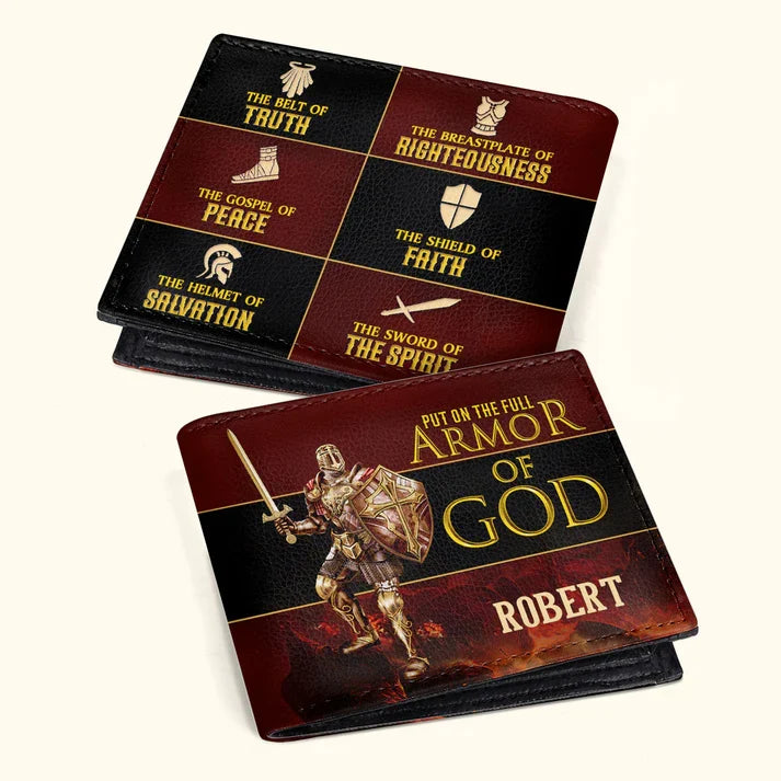 Personalized Armor of God Men's Leather Wallet