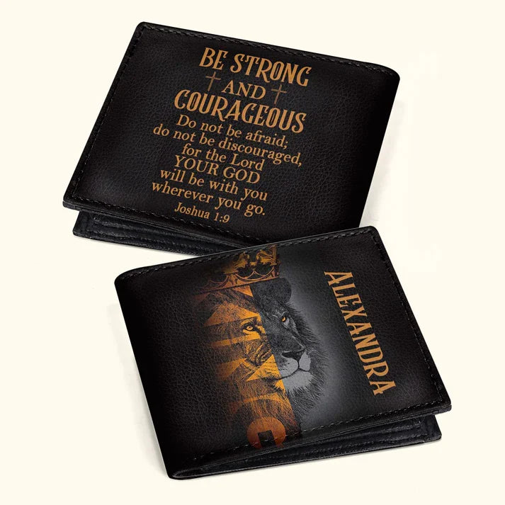 Personalized Be Strong Men's Leather Wallet