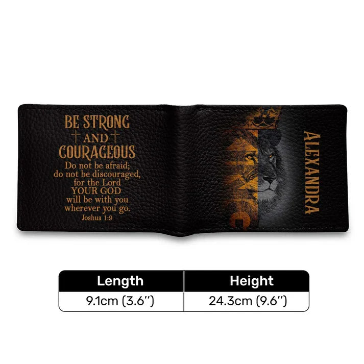 Personalized Be Strong Men's Leather Wallet