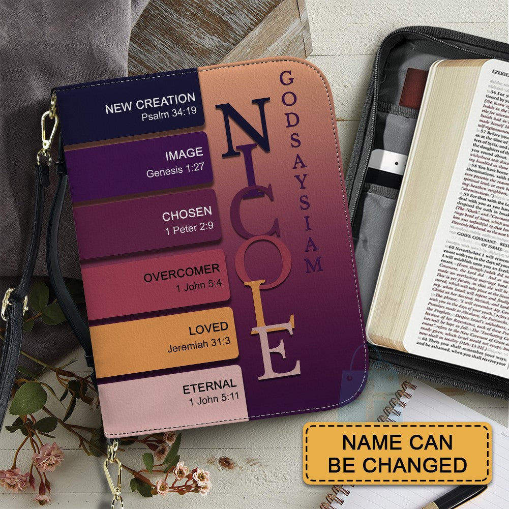 Personalized Name Meaning Dark Purple Bible Cover