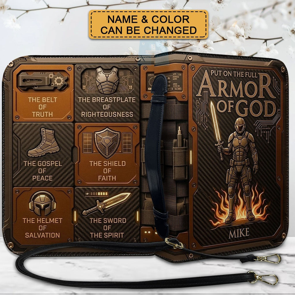 Personalized Armor of God Leather Bible Cover