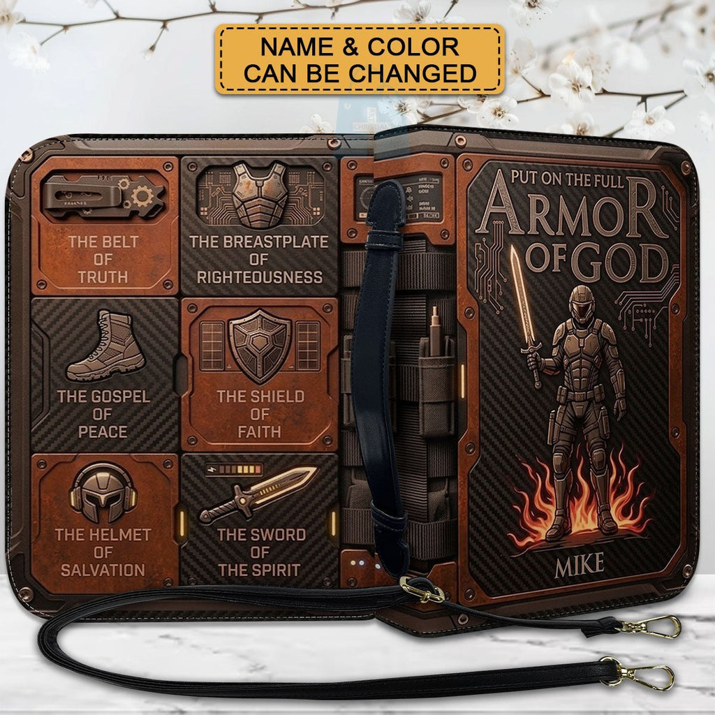 Personalized Armor of God Leather Bible Cover