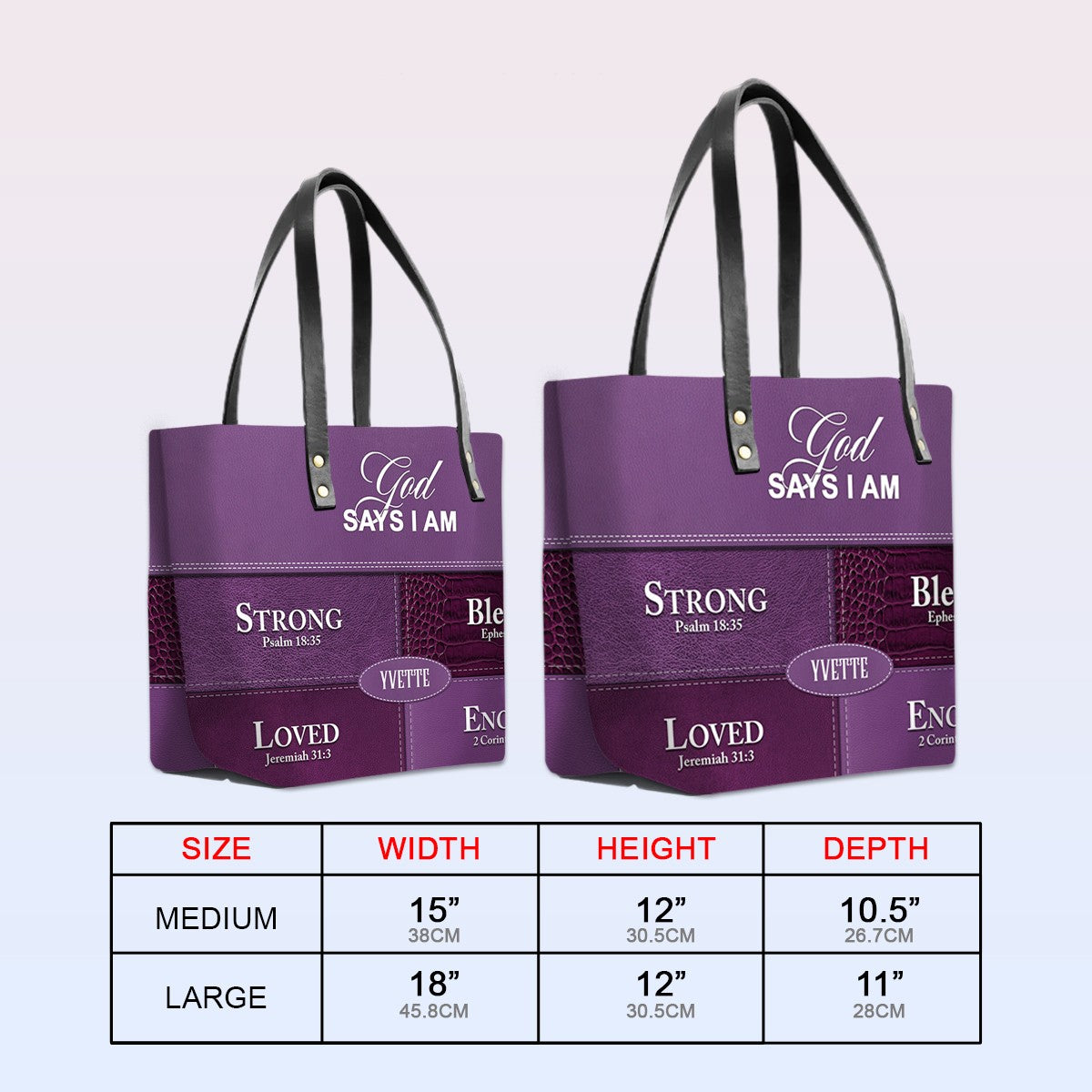 Personalized God Says I Am Leather Tote Bag