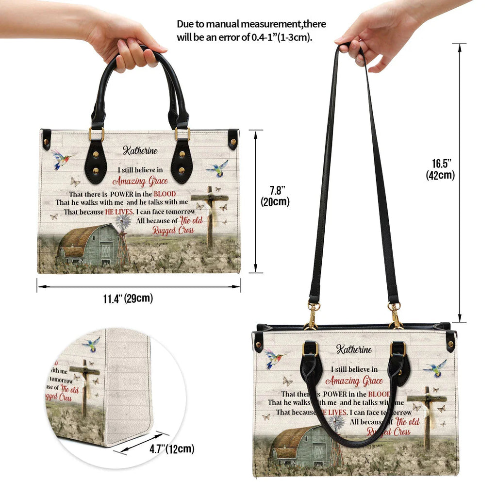 Amazing Grace Personalized Leather Tote Bag