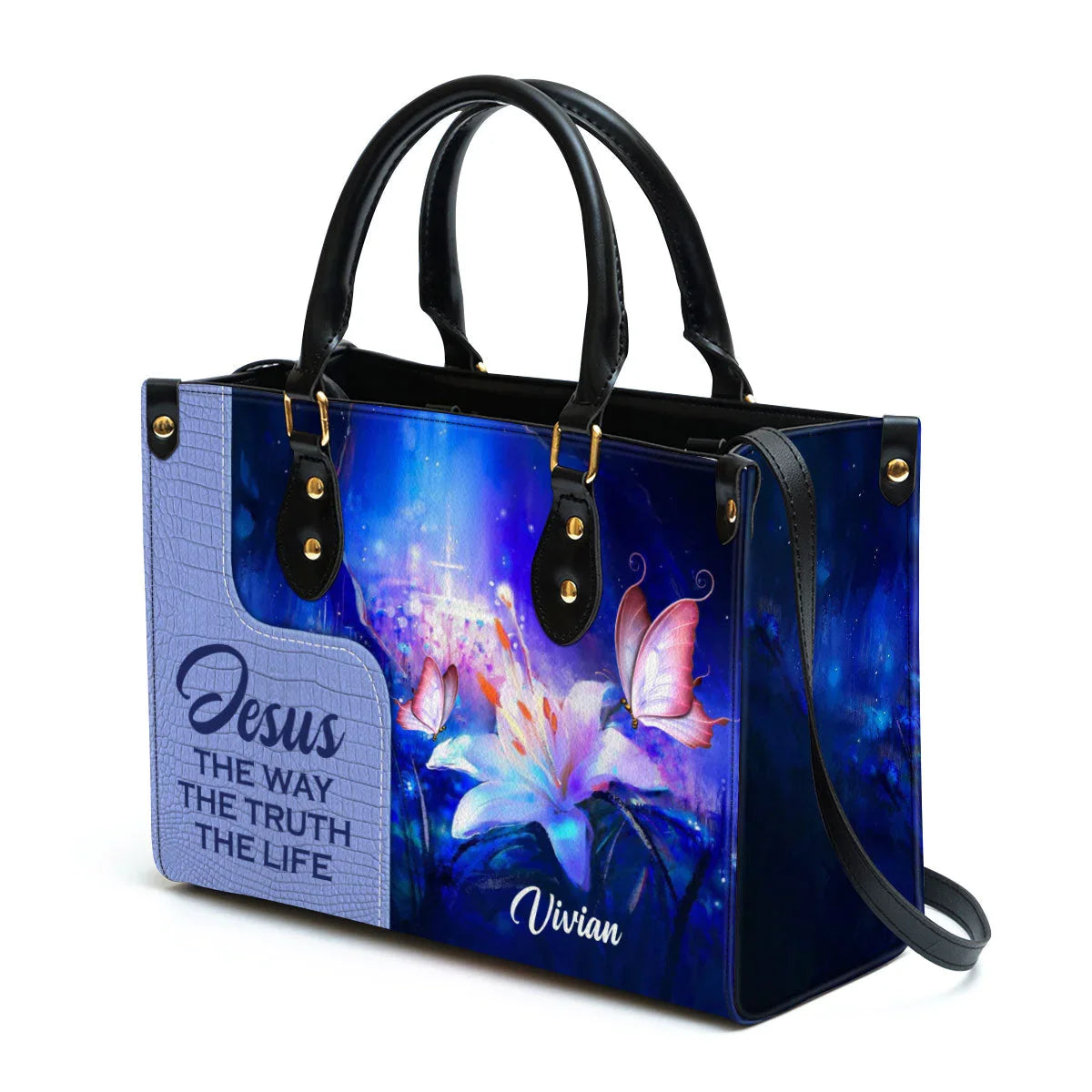 Jesus The Way The Truth The Life Leather Tote Bag