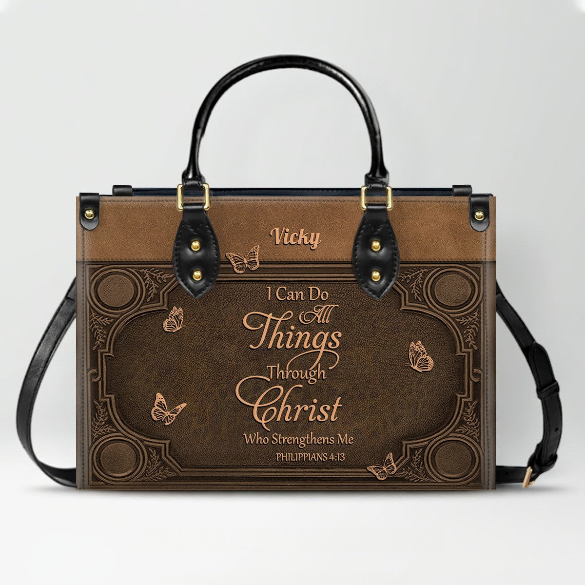 "I Can Do All Things" Personalized Leather Bag Set