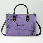 Personalized Purple Bible Verse Leather Handbag