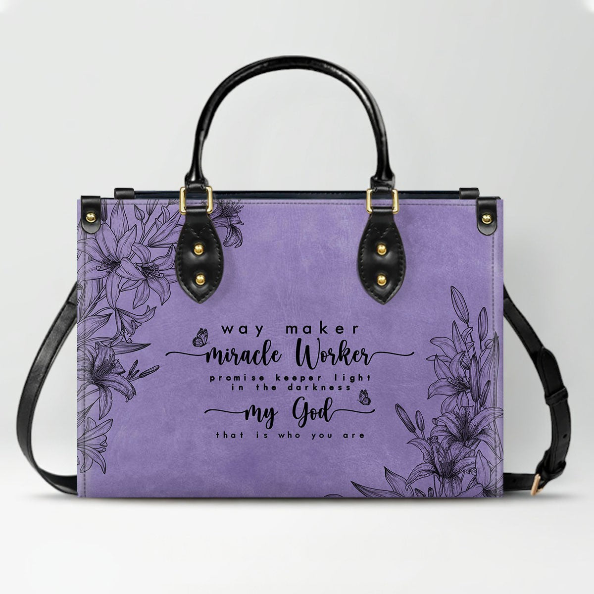 Personalized Purple Bible Verse Leather Handbag